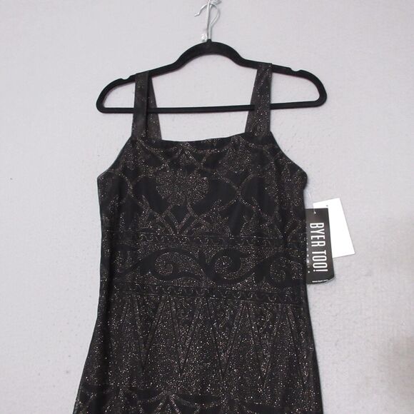 Y2K 90s Vintage Byer Too Maxi Dress Black Metallic Fairy Whimsigoth Grunge NWT - Picture 2 of 15